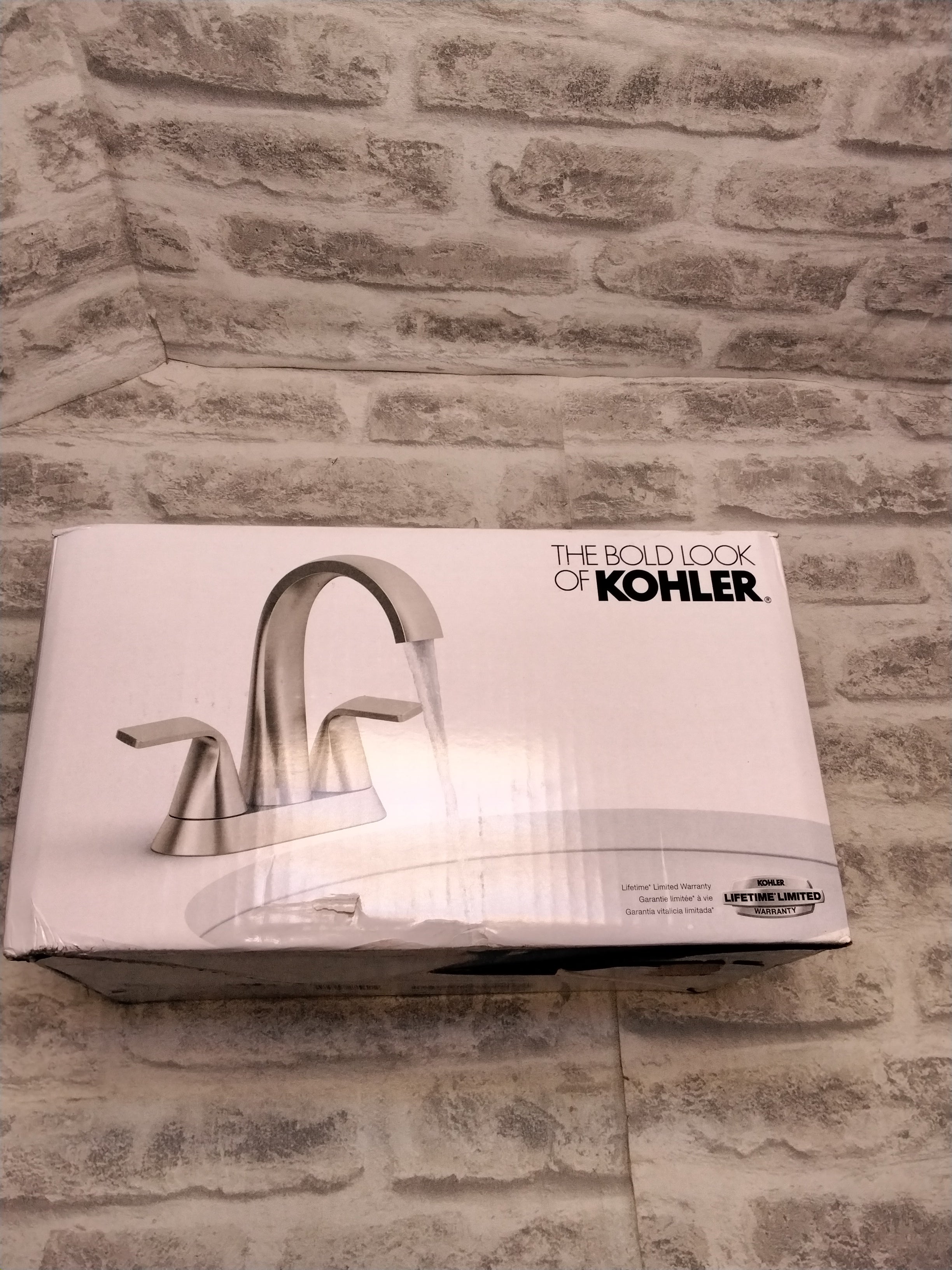 KOHLER Cursiva 4 in. Centerset 2-Handle Bathroom Faucet in Brushed Nickel (7654590906606)